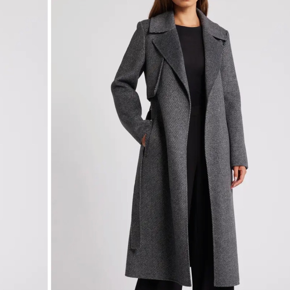 BCBG MAXAZRIA Wool Handmade Belted Trench Coat - Picture 5 of 16